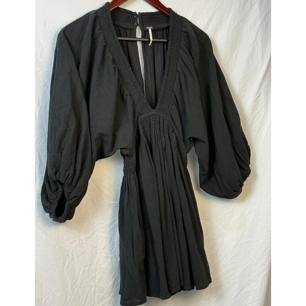 Free People For The Moment Mini Black XS Flowy Silhouette Gathered Waist Boho